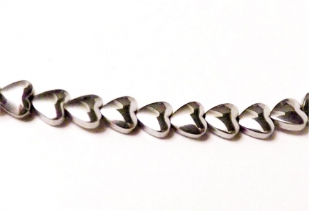 6 mm Perlen Hämatit Herz Silber, versilbert 15 Stück